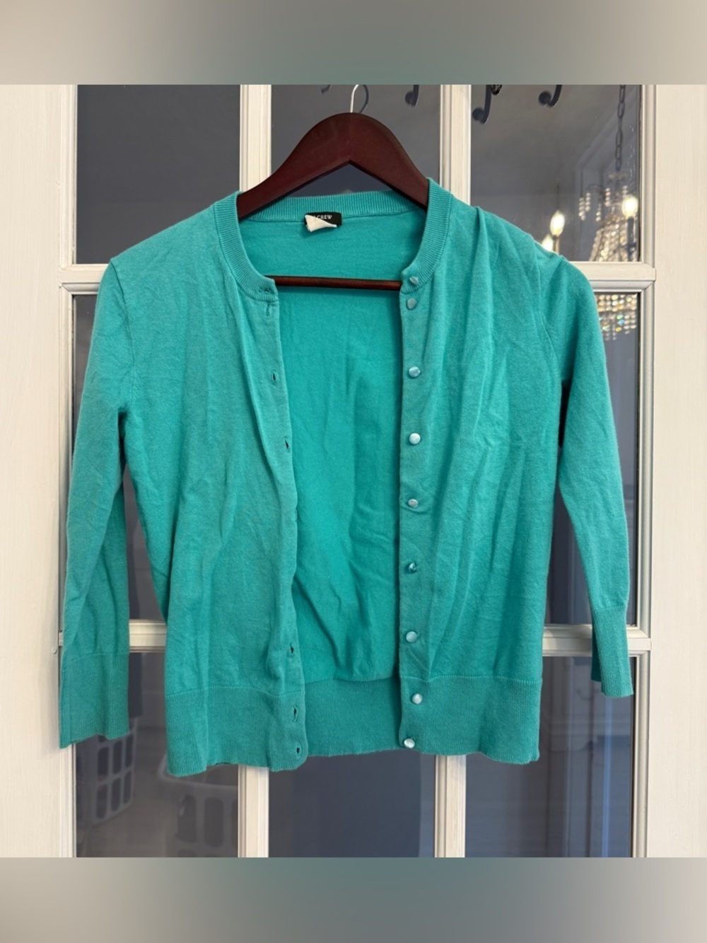 J. CREW Women's Turquoise Cotton Jacket Cardigan Button Down Sweater Size XS